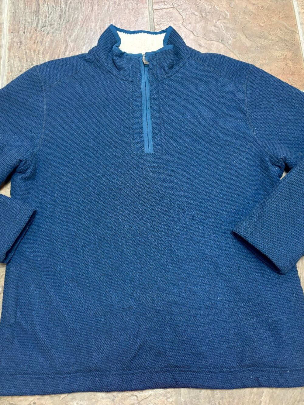 ~~Orvis Blue 1/4 Zip Pullover Sherpa Fleece Lined Sweater Shirt Men's Medium  Bl